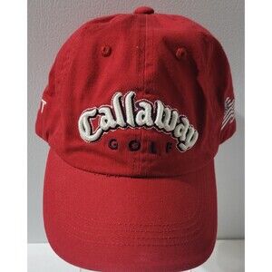 Callaway Strapback Hat Baseball Cap Red Golf Embroidered Logo Adjustable